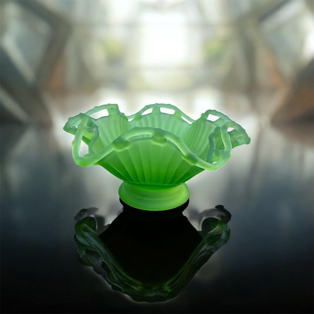 Green glass bowl